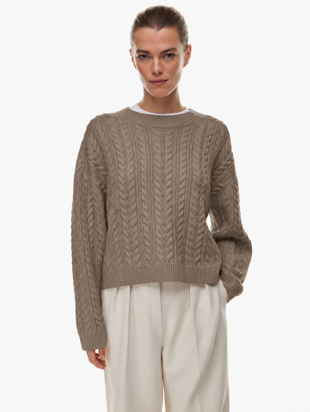 Aritzia The Group Babaton Shores Merino Wool Sweater Taupe XS
